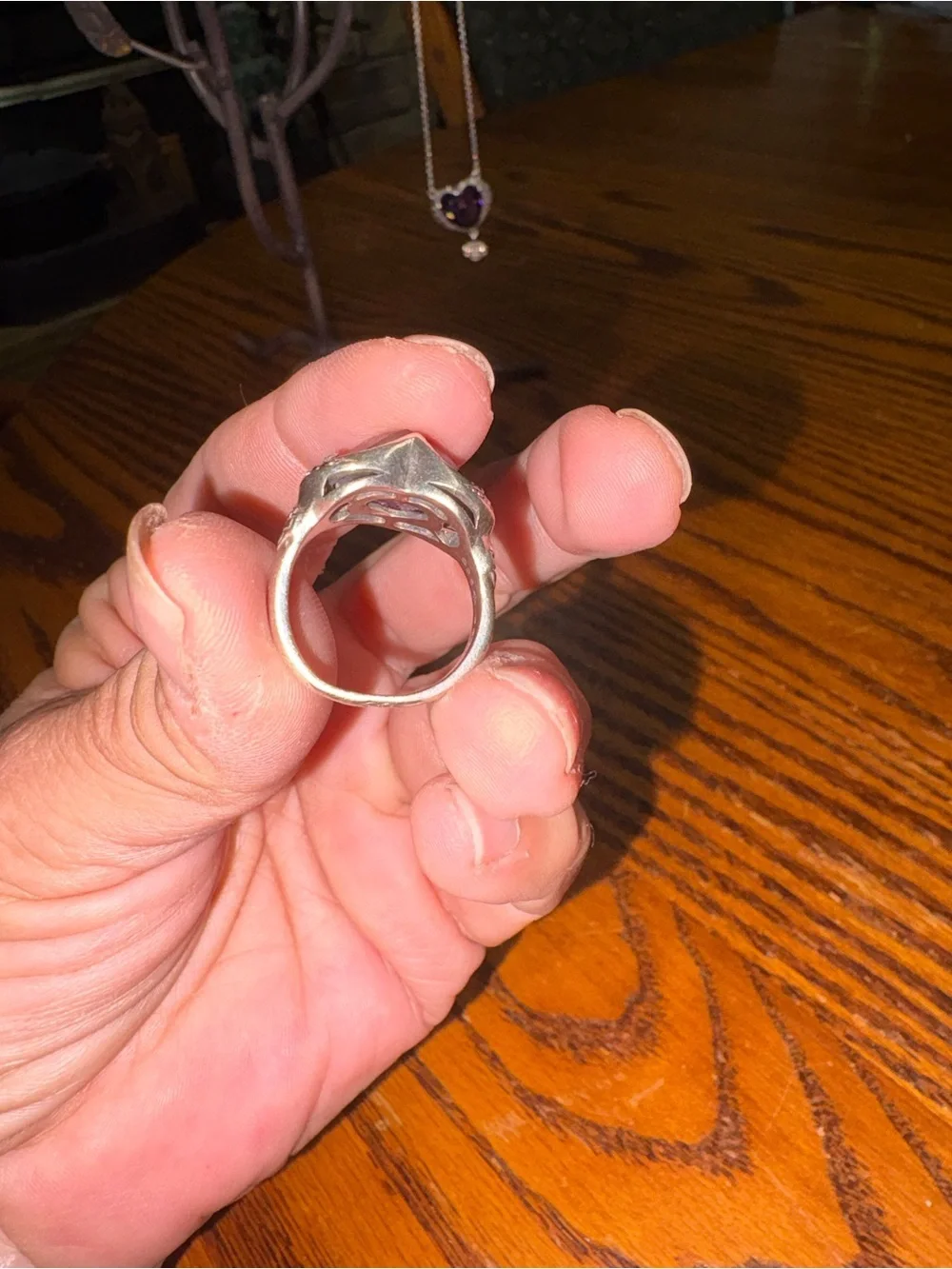 Harley Davidson 3 piece Purple Heart 925 sterling ring size 8 see description